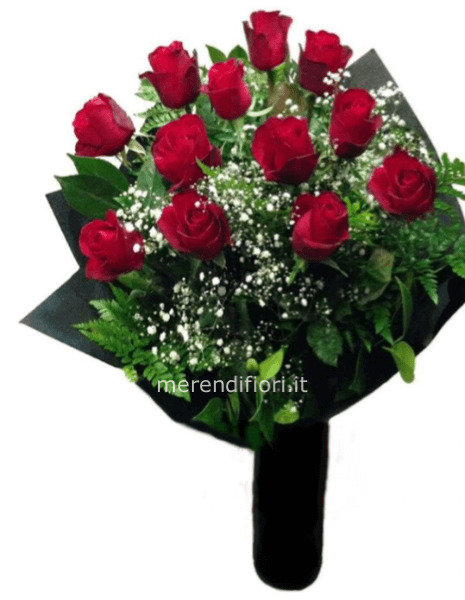 Mazzo n 12 steli rose rosse xxl 
