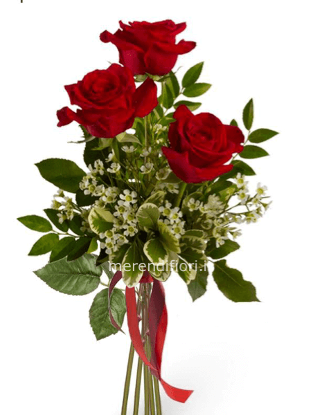 Mazzo romantico n 3 rose rosse
