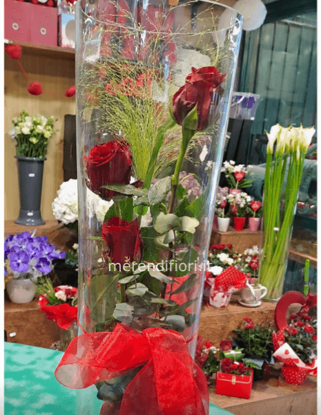 Vaso vetro con rosa super 